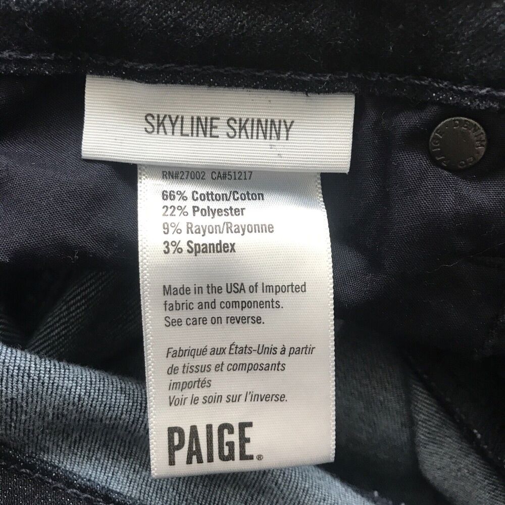 Paige Skyline Skinny Womens 27 Luella Dark Wash Mid Rise Pockets Stretch - Picture 6 of 14